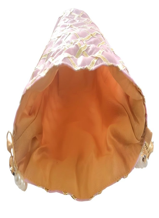 DUCHESS Designer Gota Patti Polti Bag Pearl Handle and Tassel Ethnic Purse Women’s/Girls's Handbag for Party, Casual, Bridal, 19 L X 12 W X 21 H Cm (Pink) - Image 5